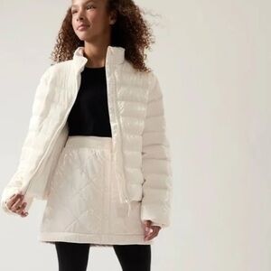 NWT Athleta Girl | Girls Cream Toasty Buns Metallic Skirt Snap Front Size M/8-10